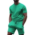 Conjunto deportivo informal de dos piezas para hombre con camiseta y pantalón - Azul lago