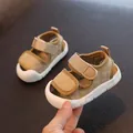 Soft-soled khaki baby sandals with quilted design and anti-slip white rubber bottom - Size 15-19 Pack Of 5 Pairs / Khaki