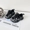 Stylish black and white chunky sneakers for toddlers with comfortable soft soles - Size 25 (16cm) / Black