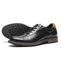 Scarpe casual da uomo in pelle nera con accento giallo sul tallone e design traforato - 40 / Nero Traforato (AL721)
