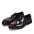 Elegant burgundy patent leather Derby shoes with thick lug sole and lace-up closure. - 38 / Chestnut