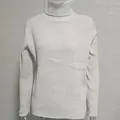 Pull en tricot à col roulé blanc pour hommes coupe ajustée à manches longues basique - Blanc