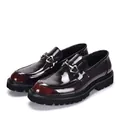Close-up of premium men's leather loafers with polished finish and metal buckle - 38 / Burgundy
