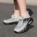 White children's sports shoes featuring convenient rotary buckle and breathable mesh design - 38 / Grey Single Mesh Style (rh1085) / Gray