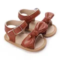 Braune PU-Leder-Sandalen für Babys mit dekorativer Schleife und sicherem Schnallenverschluss - Dunkelbraun