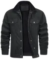 Chaqueta de pana negra para hombre con forro polar cálido y cuello de solapa clásico - S / Negro (Pelo Negro)