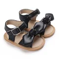 Süße schwarze Baby-Sandalen mit Schleife und weicher PU-Ledersohle für 0-1 Jahre - Innenlänge 11cm / Schwarz