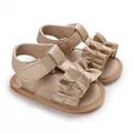 Sandalias doradas con volantes para bebé niña con suela de goma suave de 0-1 año - Dorado