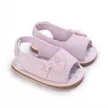 Detailansicht rosa Baby-Netzsandalen mit süßer Schleife und weicher Anti-Rutsch-Sohle - Rosa
