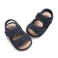 Breathable navy blue mesh baby sandals featuring soft non-slip soles and adjustable velcro straps - Insole Length 11cm / Blue