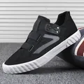 Baskets décontractées noires pour hommes avec double bande velcro et semelle blanche - 38 / Style 20182 / Noir et Blanc