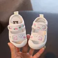 Sandales blanches pour bébé fille avec motifs fraises et ours et semelle souple antidérapante - Taille 15 (Longueur 11.5cm) / Blanc Cassé