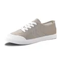 Sneakers classiche in tela kaki da donna con lacci bianchi e suole piatte - Kaki
