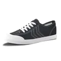 Scarpe da ginnastica classiche in tela nera da donna con lacci bianchi e suola in gomma - Nero