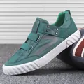 Chaussures décontractées en toile pour hommes vert sarcelle avec brides et rivets décoratifs - 38 / Style 20182 / Vert Foncé