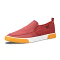 Rote Slip-On-Freizeitschuhe für Herren mit bequemer Leinwand-Oberseite und oranger Sohle - 38 / Ziegelrot