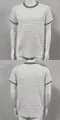 Front and back views of a white slim-fit knitted T-shirt with black striped trim - M / Tops / White