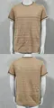 Front and back detail view of men's slim fit khaki knitted short sleeve T-shirt - M / Tops / Beige