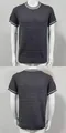 Detailed front and back views of men's slim fit short sleeve knitted crew neck shirt - M / Tops / Black