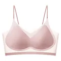 Seamless ice silk wireless bra with thin straps in dusty rose for a breathable fit - M / Pink