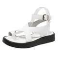 Stylish white women's platform sandals with a comfortable toe loop and ankle strap - 36 / White