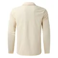 Vue arrière détaillée d'une veste décontractée beige gaufrée pour homme avec col polo - M / Hauts / Khaki