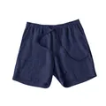 Nahaufnahme der dunkelblauen Leinen-Shorts mit Kordelzug und elastischem Bund - M / Unterteile / Marineblau