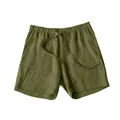 Herren Sommer Leinen-Shorts in Olivgrün mit Kordelzug und Gummizug Details - M / Unterteile / Armeegrün