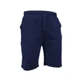 Dettaglio dei pantaloncini casual da uomo in cotone e lino blu navy con coulisse - Blu navy