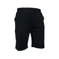 Vista frontale dettagliata dei pantaloncini da uomo neri in cotone e lino con coulisse - Taglia S / Pantaloni e gonne / Nero