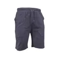 Vista dettagliata degli shorts da uomo in cotone e lino traspirante con coulisse - Taglia S / Pantaloni e gonne / Grigio scuro