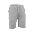 Vista dettagliata dei pantaloncini in cotone e lino traspiranti con coulisse da uomo - Taglia S / Pantaloni e gonne / Grigio chiaro
