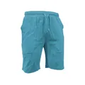 Dettaglio dei pantaloncini in cotone e lino traspirante blu con coulisse - Celeste