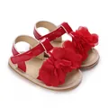 Sandalias rojas para bebé niña con flores 3D grandes y suelas blandas, 0-12 meses. - Rojo