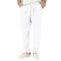 Weiße Herren Leinenhose für den Sommer, lockere Freizeitmode mit praktischem Kordelzug - Weiß
