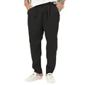 Hochwertige lockere schwarze Leinenhose für Herren mit Kordelzug für Sommerkomfort - Schwarz
