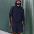Men's navy blue fleece hoodie and shorts set for casual athletic wear outdoors - S / Top And Bottom / Navy Blue