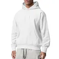 Sweat-à-capuche en polaire blanc uni pour homme avec poche kangourou avant pratique - Blanc