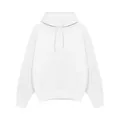 Vooraanzicht van een effen witte zware sweatshirt hoodie met handige kangoeroezak - S / Tops / Wit