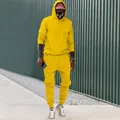 Chándal de forro polar amarillo para hombre con sudadera con capucha y pantalón de chándal - S / Top Y Pantalón / Amarillo