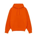 Gedetailleerd vooraanzicht van een helderoranje effen hoodie met kangoeroezak - S / Tops / Oranje