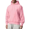 Sweat à capuche de sport uni rose clair pour homme avec doublure polaire et poche - Rose