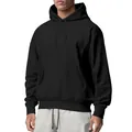 Sweat à capuche en polaire noir uni pour homme, idéal pour le sport et le quotidien - Noir