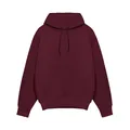 Gedetailleerd overzicht van een bordeauxrode hoodie met kangoeroezak en trekkoorden. - S / Tops / Bordeauxrood