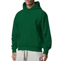 Sweat à capuche en polaire vert foncé uni pour homme avec grande poche kangourou - Vert Foncé