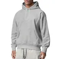 Sweat à capuche classique en polaire pour hommes gris chiné avec poche kangourou - Gris clair
