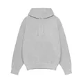 Vooraanzicht van een dikke grijze hoodie met capuchon, kangoeroezak en trekkoorddetails. - S / Tops / Lichtgrijs