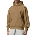 Sweat à capuche en polaire marron classique pour homme avec poche ventrale et cordon - Chameau