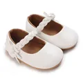 Elegante weiße Prinzessinnenschuhe für Baby Mädchen mit geflochtenem Riemen und Schleife - Weiß
