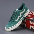 Stylish green men's casual canvas sneakers featuring a comfortable flat lace-up design - 38 / Dark Green Style (23101) / Dark Green